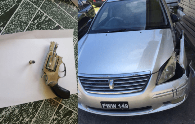Police recover illegal gun and ammunition as suspicious driver crashes into pole
