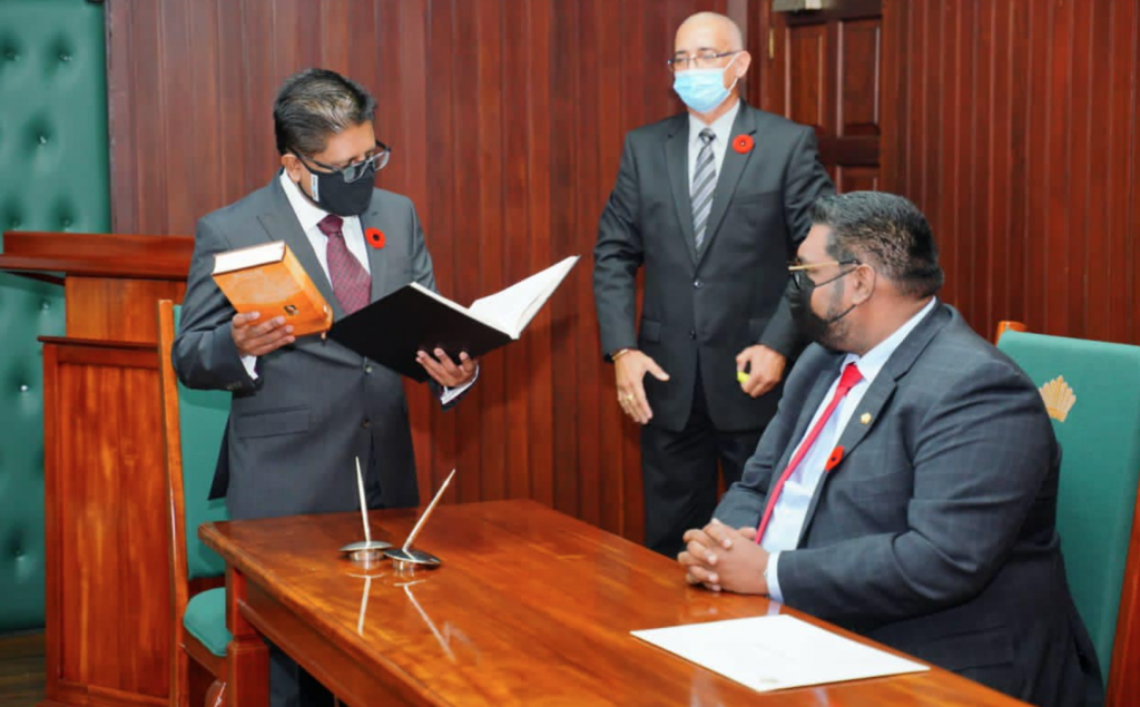Ashni Singh sworn in as Minister with responsibility for Finance under OP