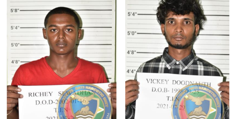 Two Berbice youths nabbed with marijuana packed backpacks