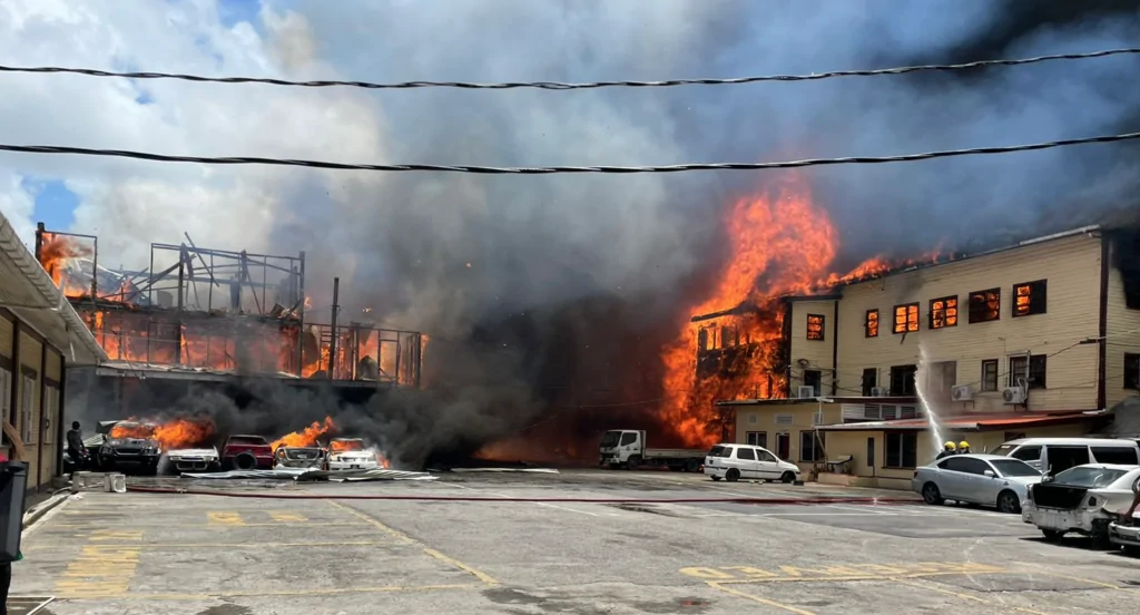 Police maintains Brickdam fire was started by robbery suspect in lock-ups