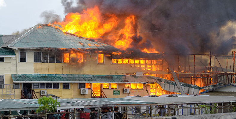 Fire reportedly started in police living quarters; minor water damage to office of DPP