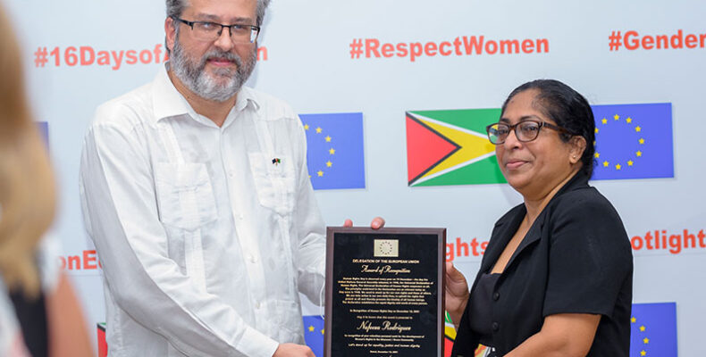 ‘Humble’ Nafeeza Rodrigues receives Human Rights Award from EU