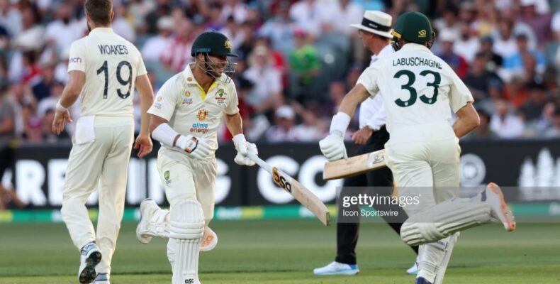 Warner, Labuschagne make England toil on opening day of pink-ball Test