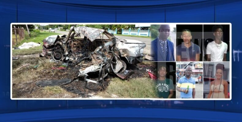 Three survive fiery Berbice accident; drivers were speeding – police
