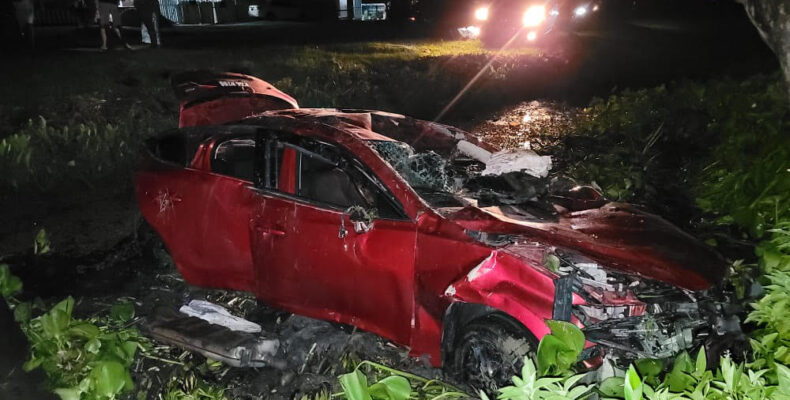 Couple escapes major injuries after car topples while swerving from donkey