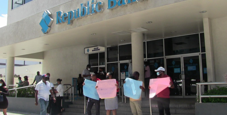 Union protests Republic Bank over delay in recognition for workers