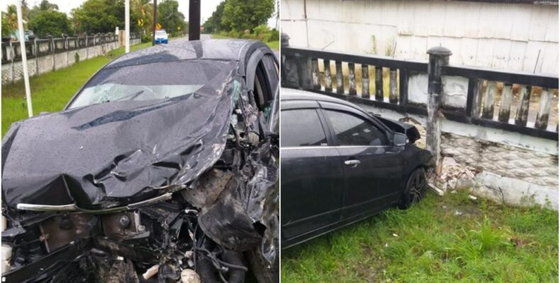 Speeding driver crashes into concrete fence after swerving from horse