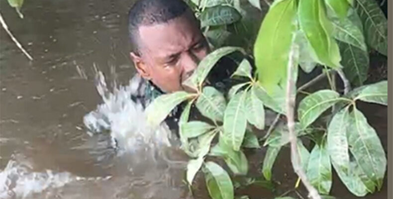In full combat gear, Army’s Dover & Watson swim across Guyana’s largest river