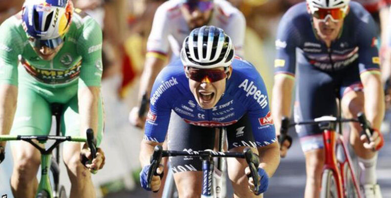 Philipsen claims stage 15 win as Vingegaard survives crash